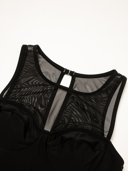 Solid Round Neck Swimsuit