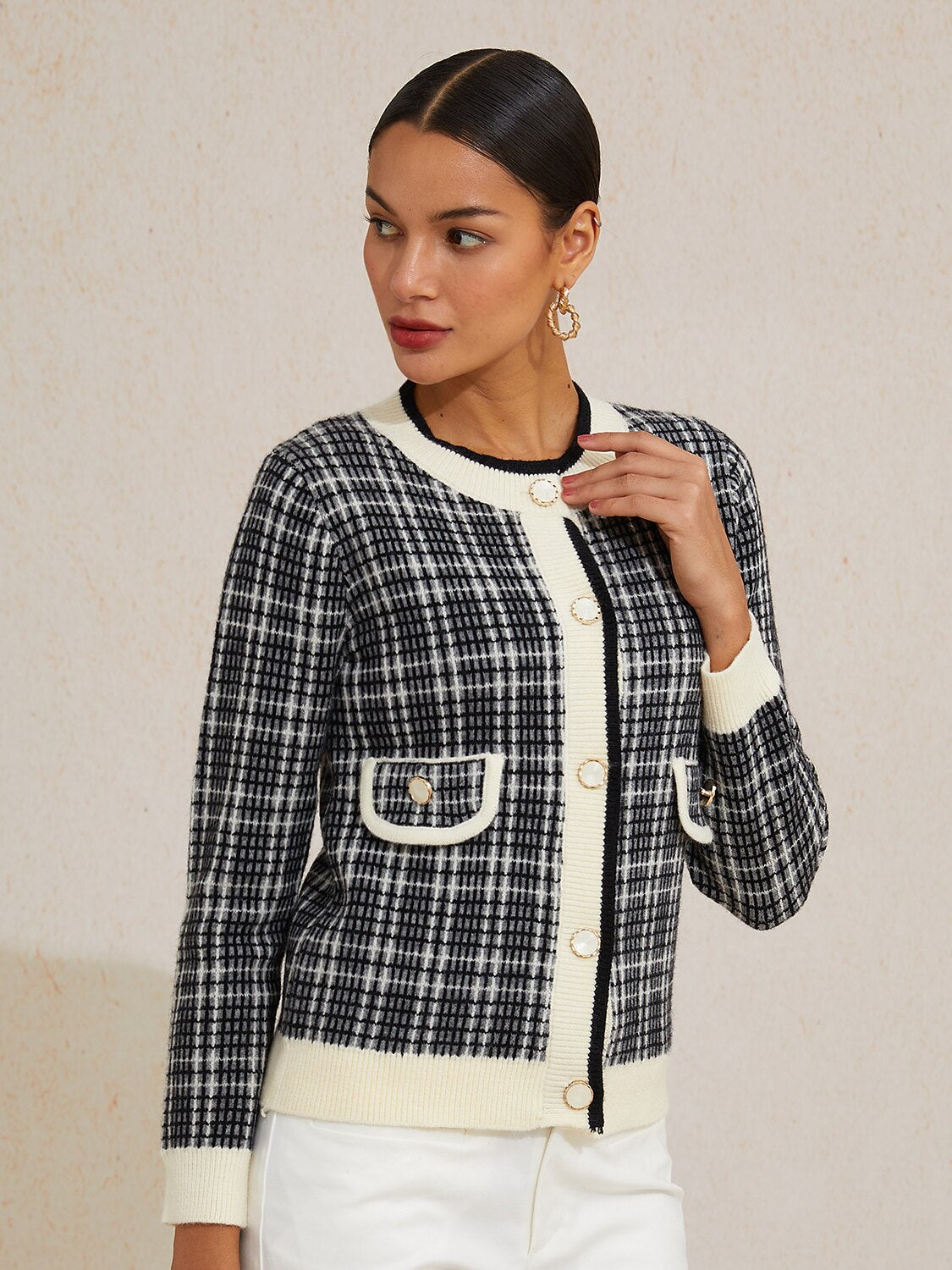 Paris Noir Knit Arctic Fleece Chic Knit Cardigan