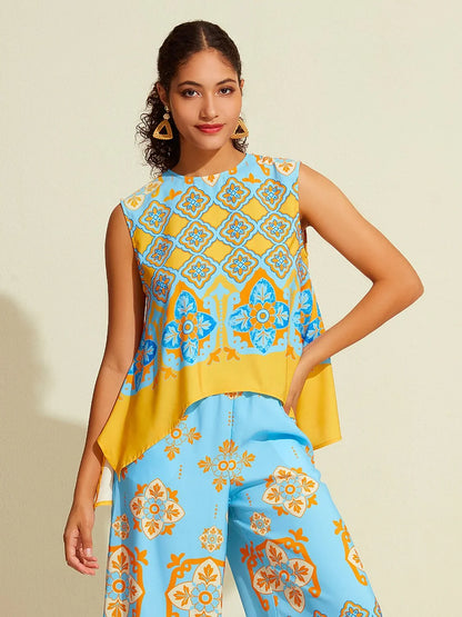 Camisole Satin Ethnic Print Boho Tank Top