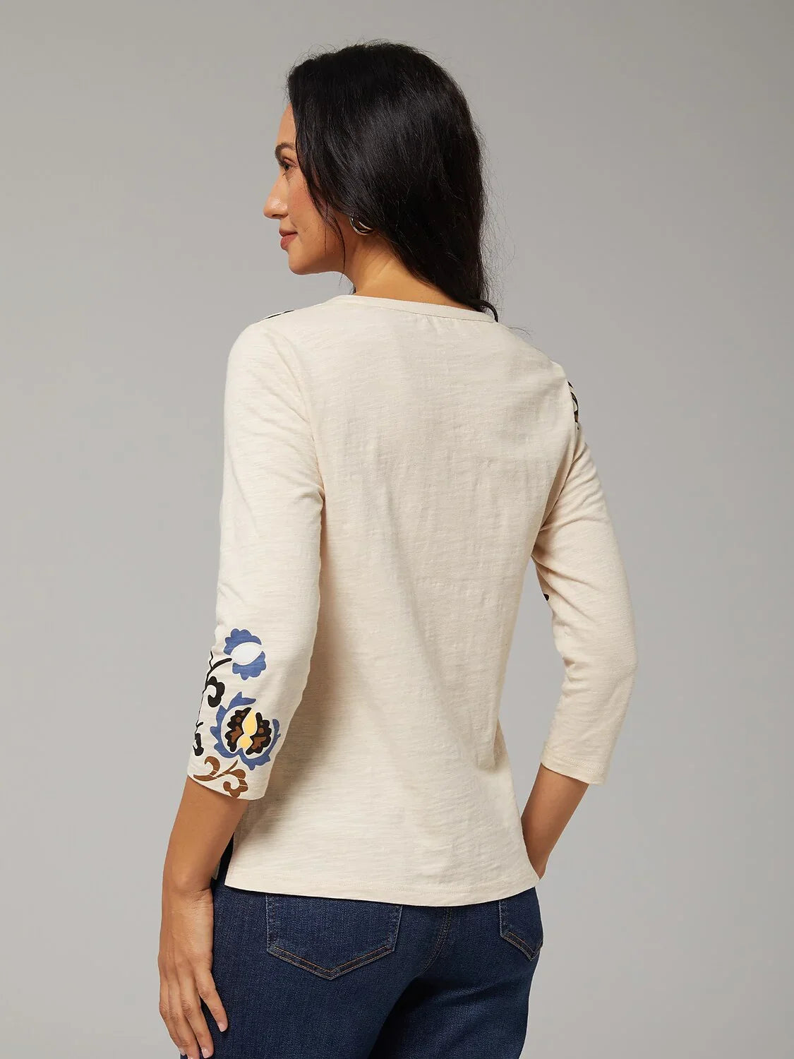Floral Slub Cotton T shirt