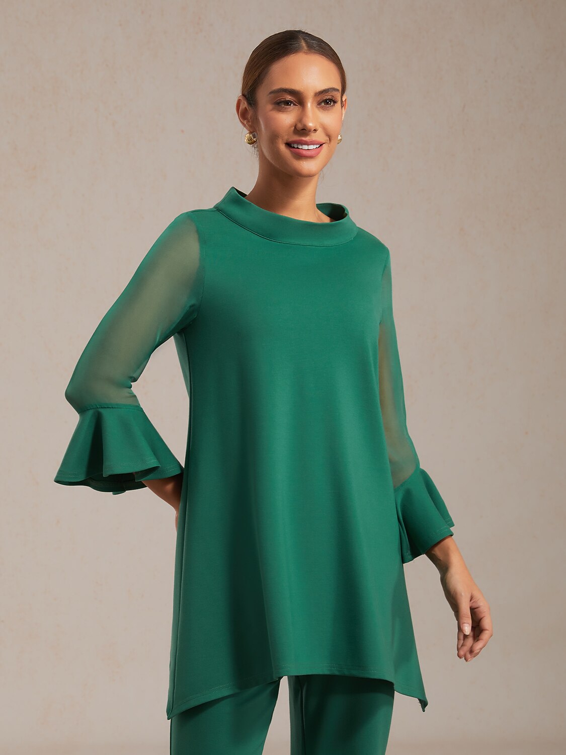 Blouse en Chiffon Modal Coupe Ajustée, Voilée, Légère et Respirante