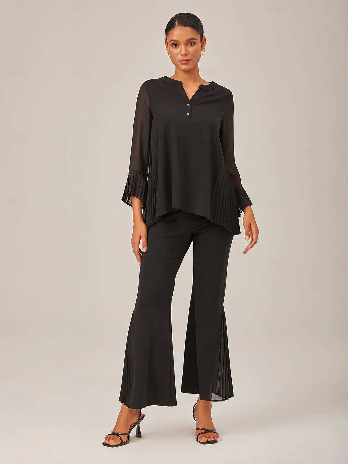 Casual Daily Black Chiffon Top