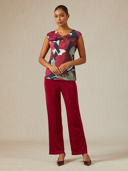 Acetate Look Stretch Straight Leg Pants