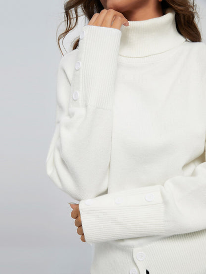 Acrylic Ribbed Knit Turtleneck Sweater Jumper