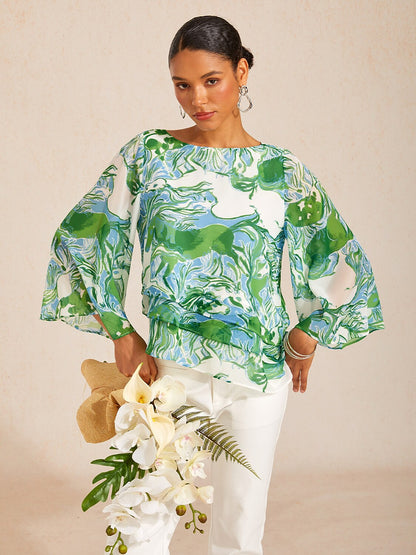 Graphic Art Mustang Chiffon Layered Top