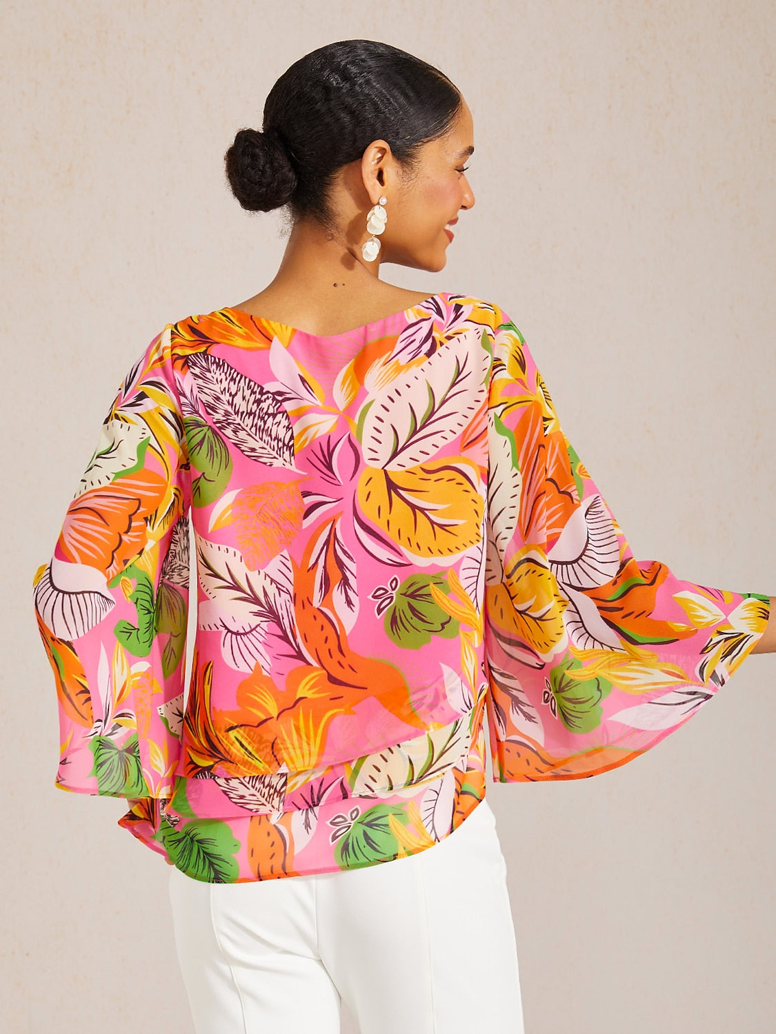 Jungle Butterfly Flowy Chiffon Blouse
