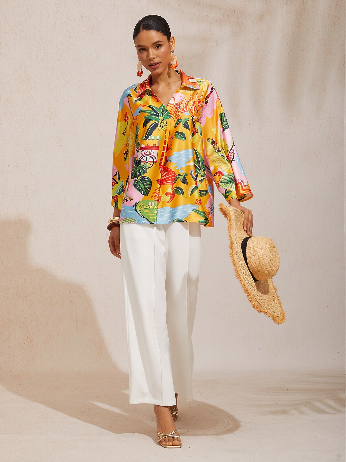 Summer Escape Silky Satin Dolman Top