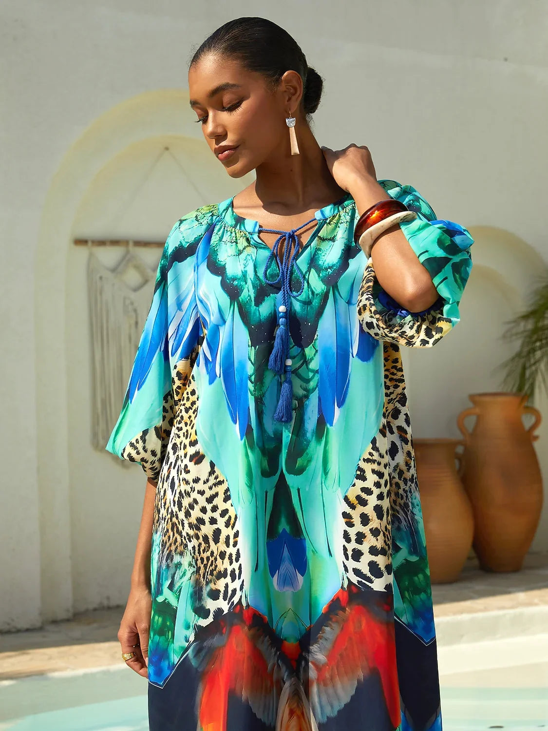 Jungle Wild Party Flowy Chiffon Maxi Dress