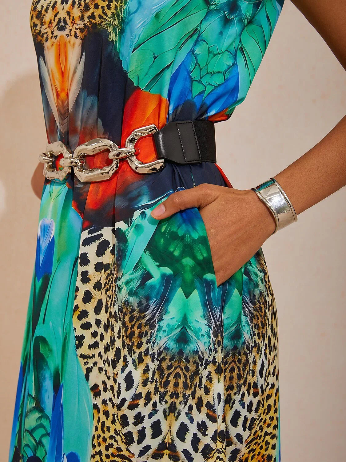 Jungle Wild Party Silky Satin Maxi Dress