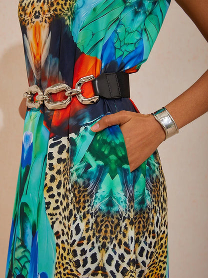 Jungle Wild Party Silky Satin Maxi Dress