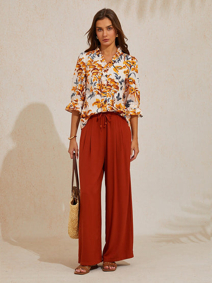 Amber Flora Muse Linen Look Blouse