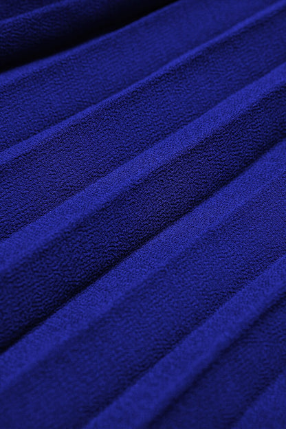 Royal Blue Chiffon Pleated Wedding Guest Party Dress