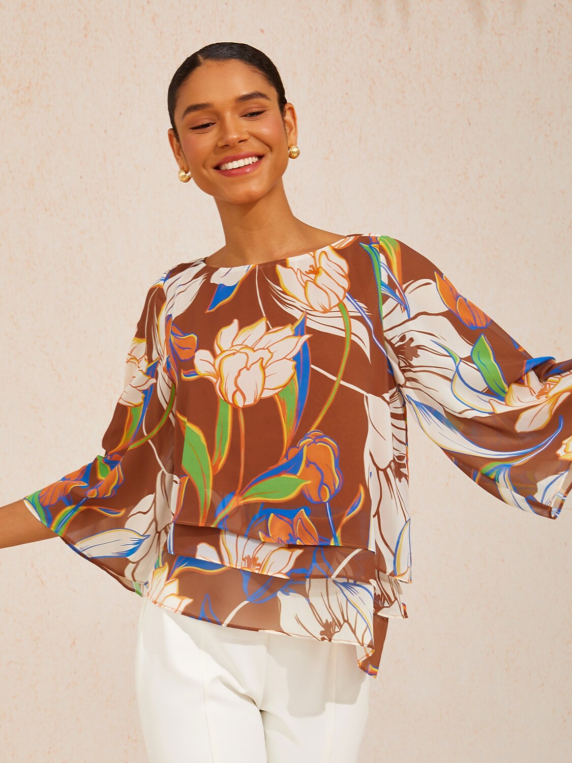 Desert Orchid Layered Chiffon Blouse