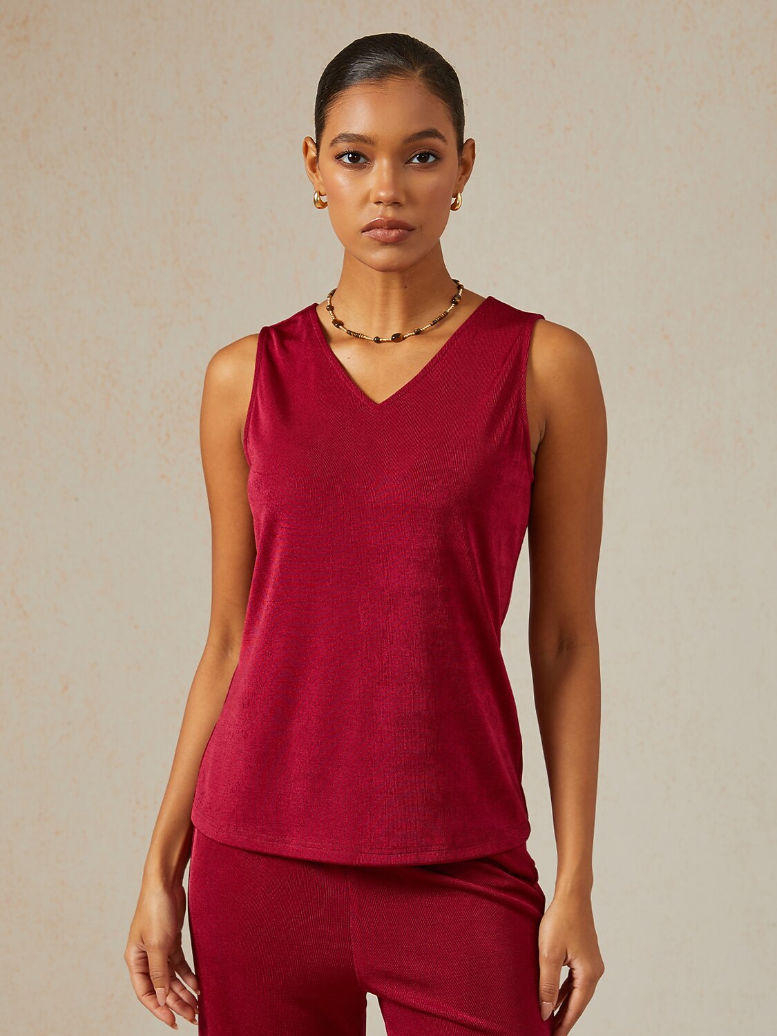 Acetate Look Stretch Knit Convertible Tank