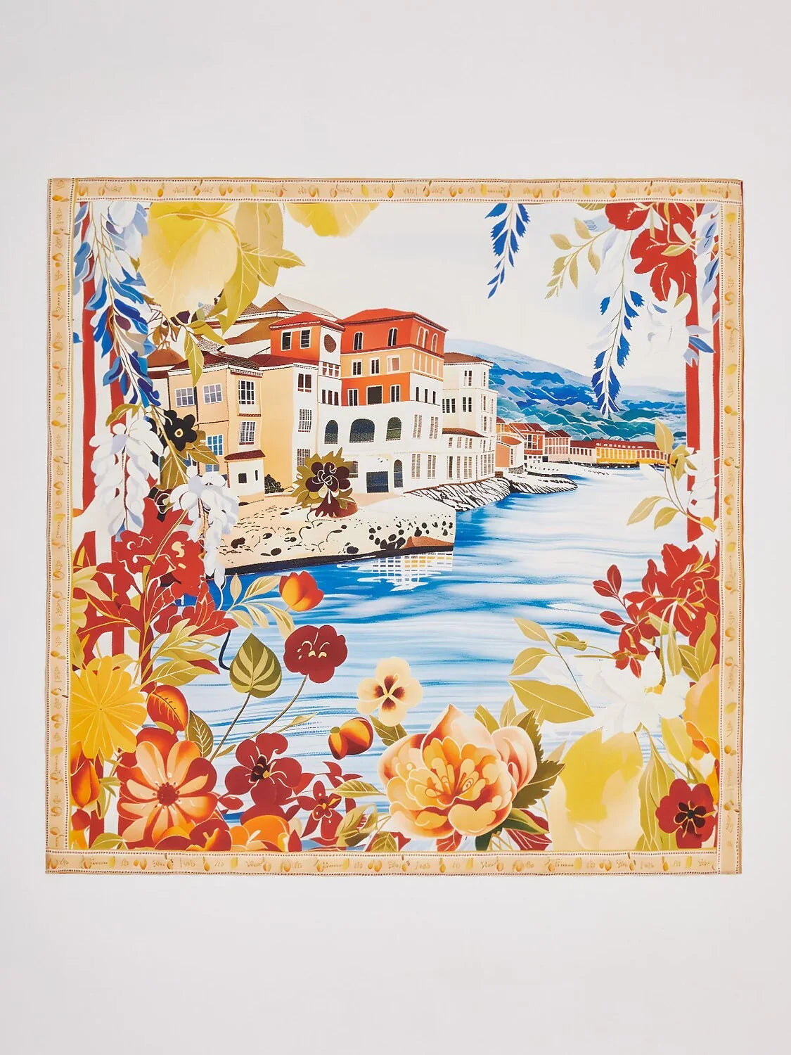 Santorini Summer Flowy Chiffon Square Scarf