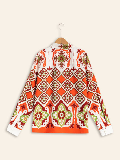 Satin Bohemia Casual Long Sleeve Shirt