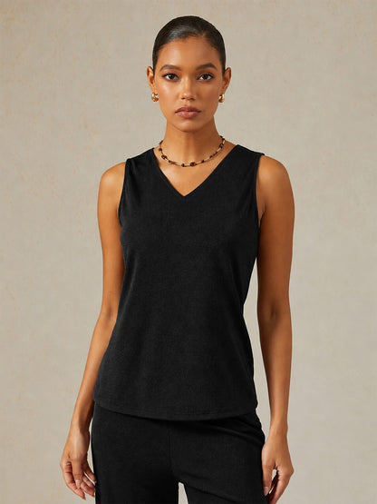 Acetate Look Stretch Knit Convertible Tank