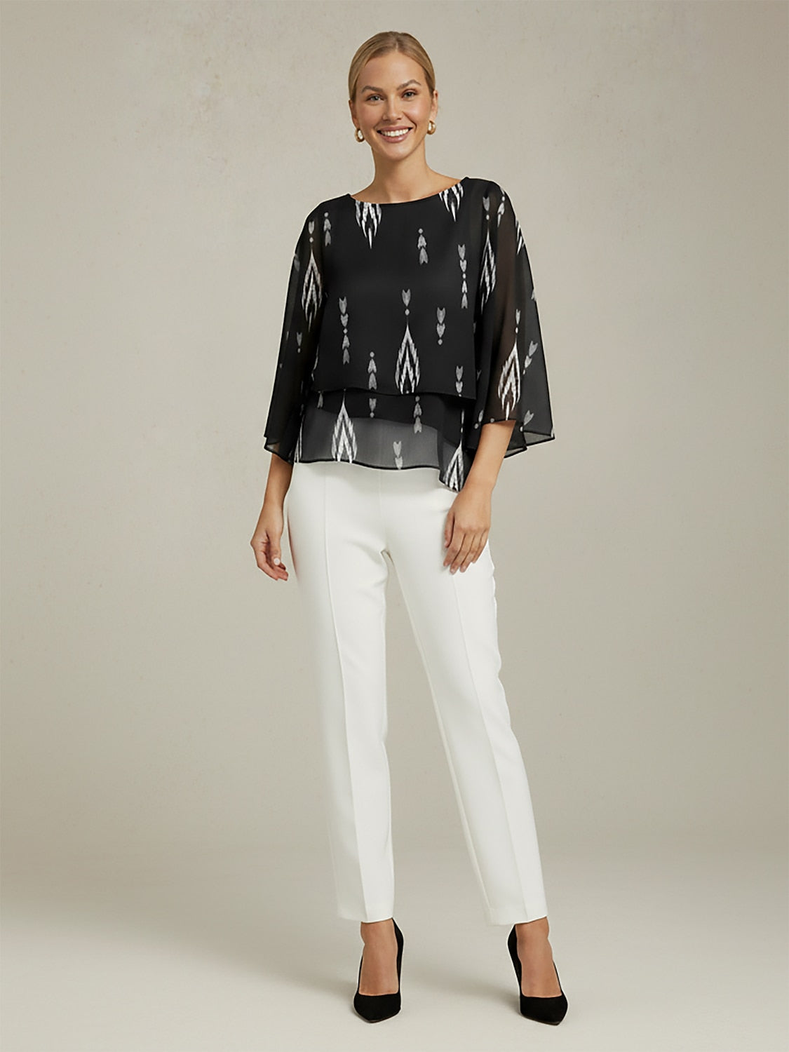 Geometric Casual Chiffon Top