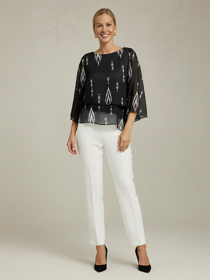 Geometric Casual Chiffon Top