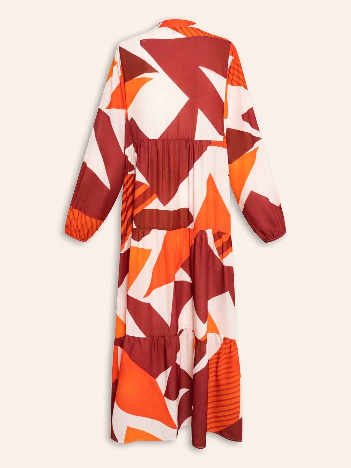Chiffon Geometric Pattern V-Neck Casual Daily Maxi Dress