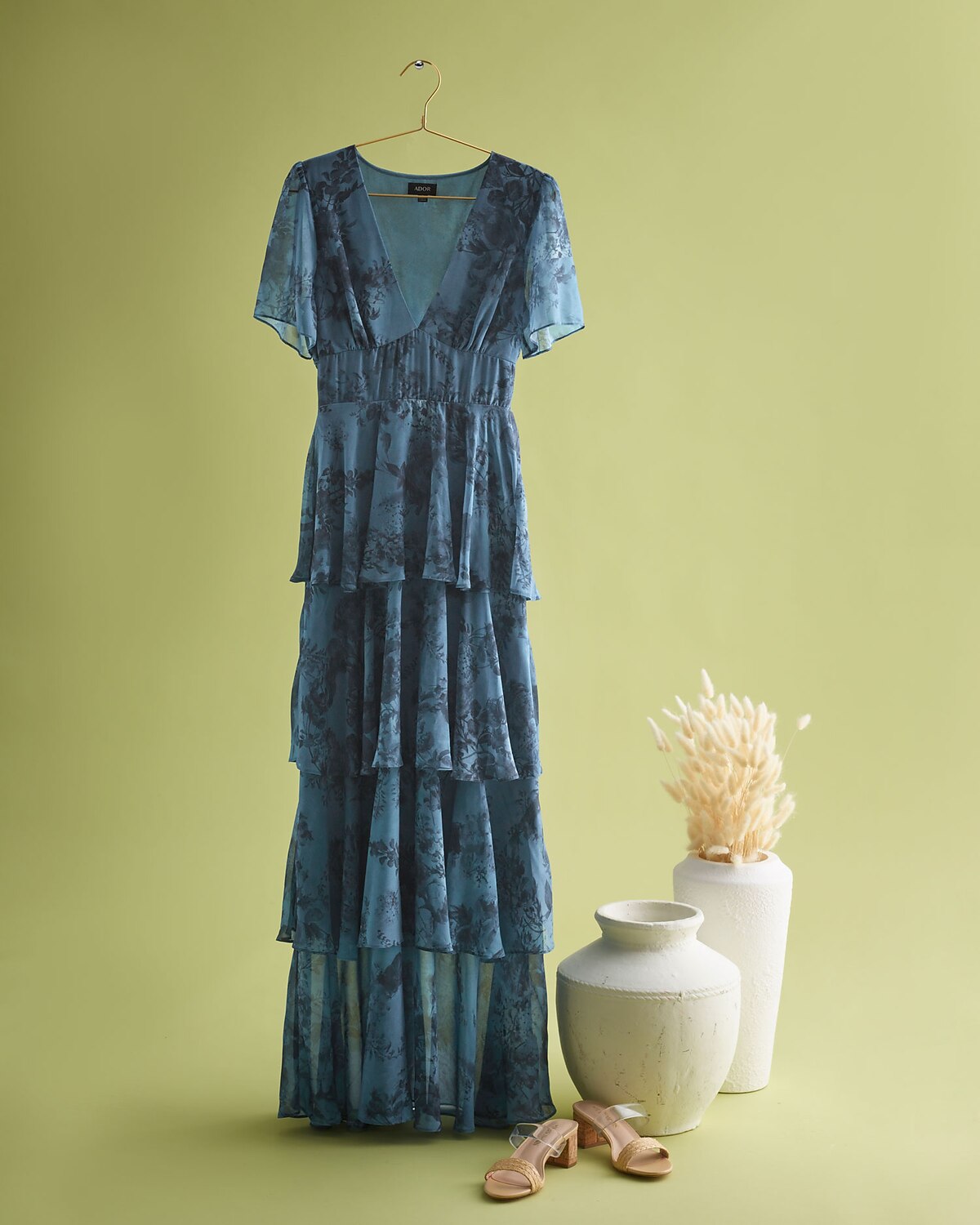 Floral Bloom Flowy Chiffon Tiered Maxi Dress