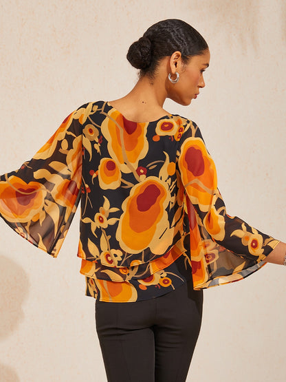 Sun Ember Layered Chiffon Blouse