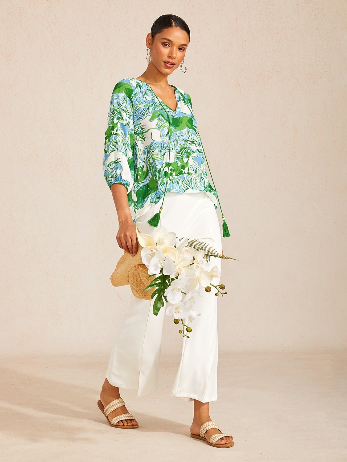 Vintage Baroque Chiffon Raglan Sleeve Blouse