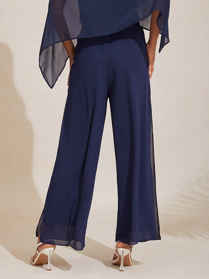 Elegant Slit Layered Wide Leg Pants