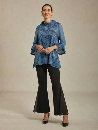Floral Print Chiffon Pullover Top
