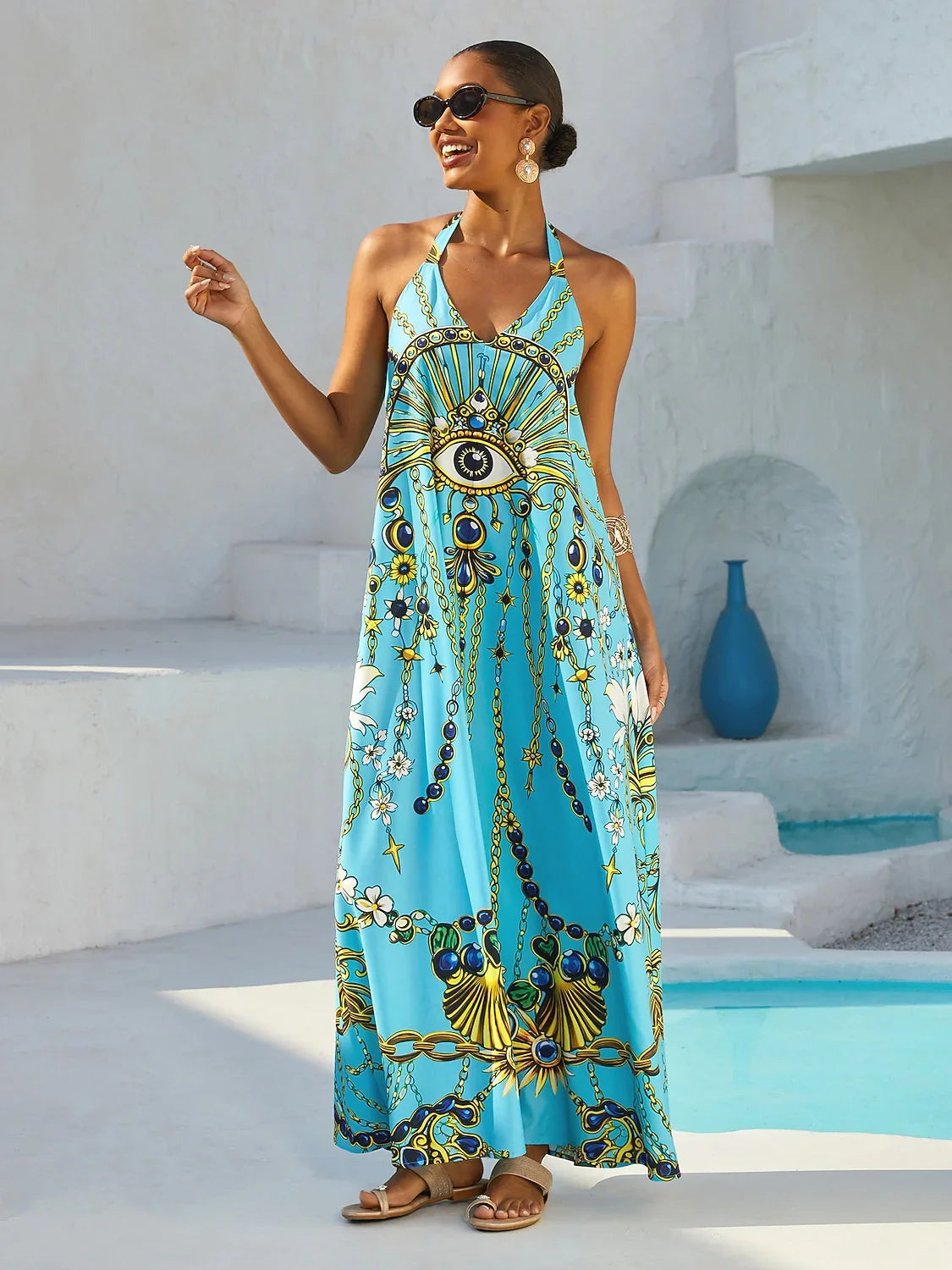 Vintage Jewelry Silky Satin Cami Maxi Dress