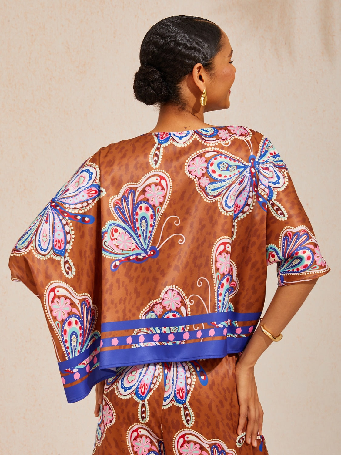Sun Ember Silky Satin batwing Top