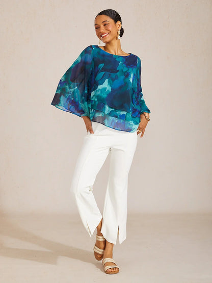 Jungle Butterfly Flowy Chiffon Top