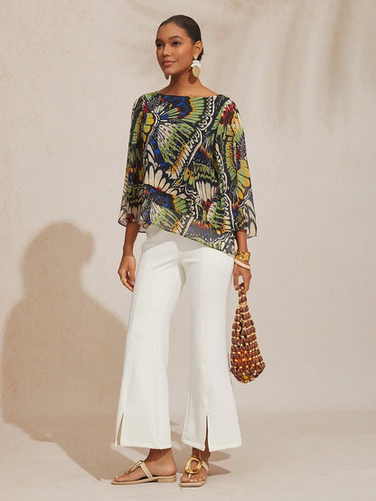Jungle Butterfly Flowy Chiffon Top