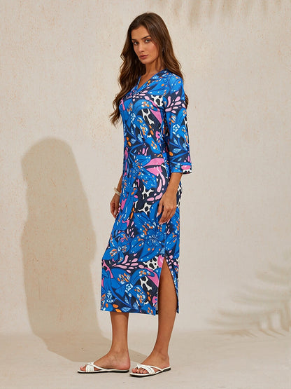 Abstract Azure High Stretch Knit Dress