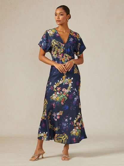 Land of Wonder Silky Satin Maxi Dress