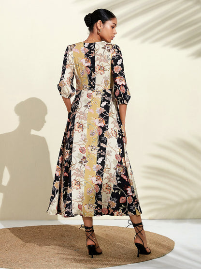 Floral Maxi Weddig Guest Dress with Pocket