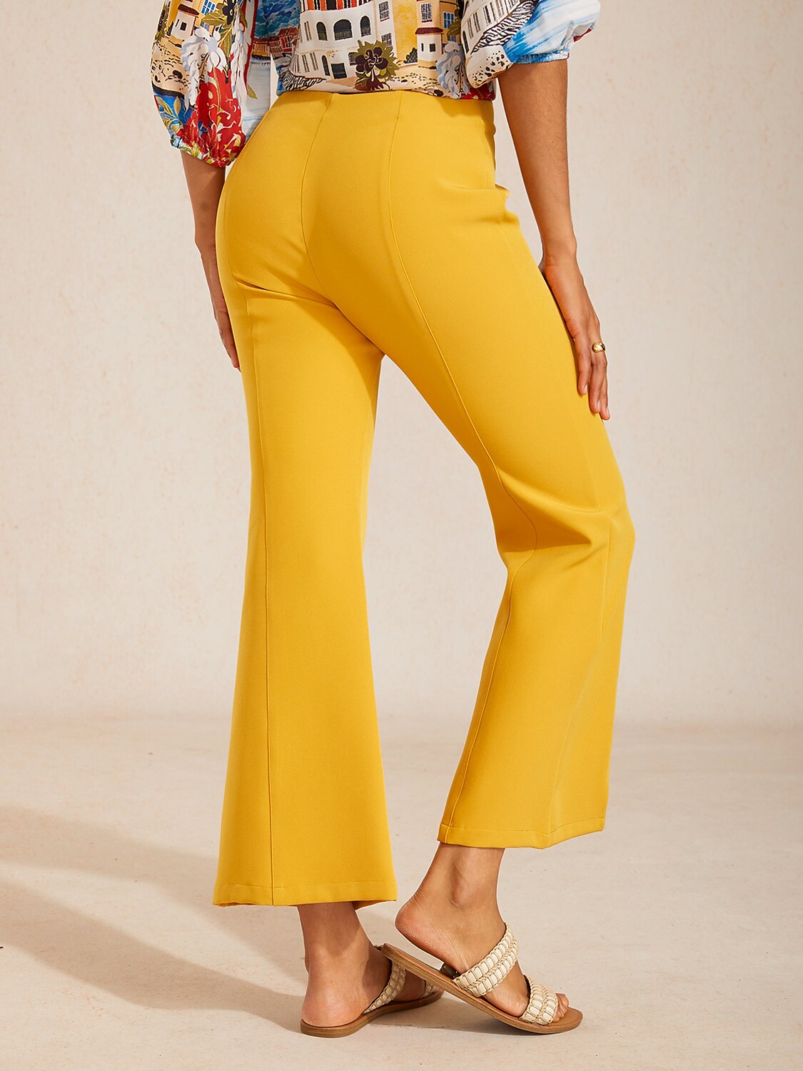 Elegant Slight Stretch Cropped Flared Pants