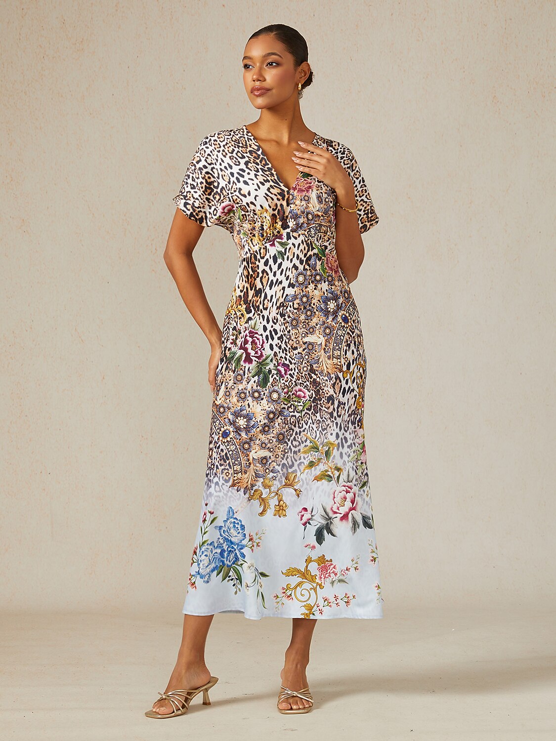 Safari Tapestry Party Silky Elegant Maxi Dress