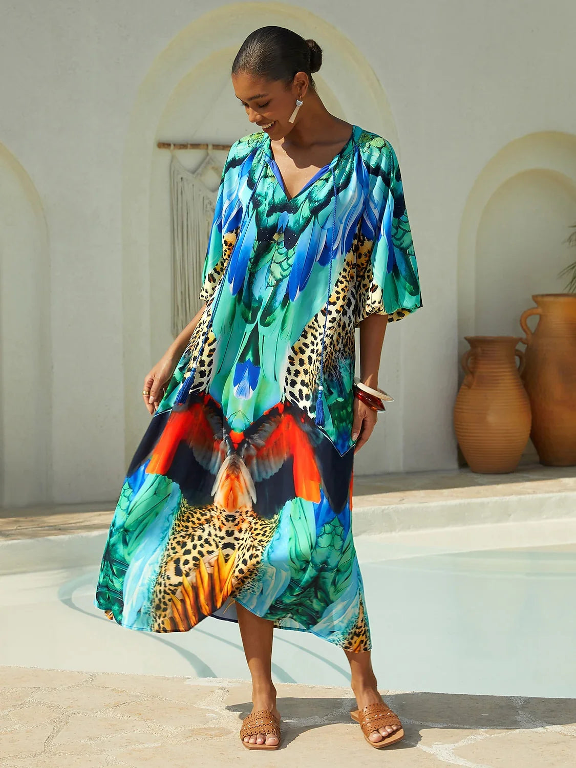 Jungle Wild Party Flowy Chiffon Maxi Dress