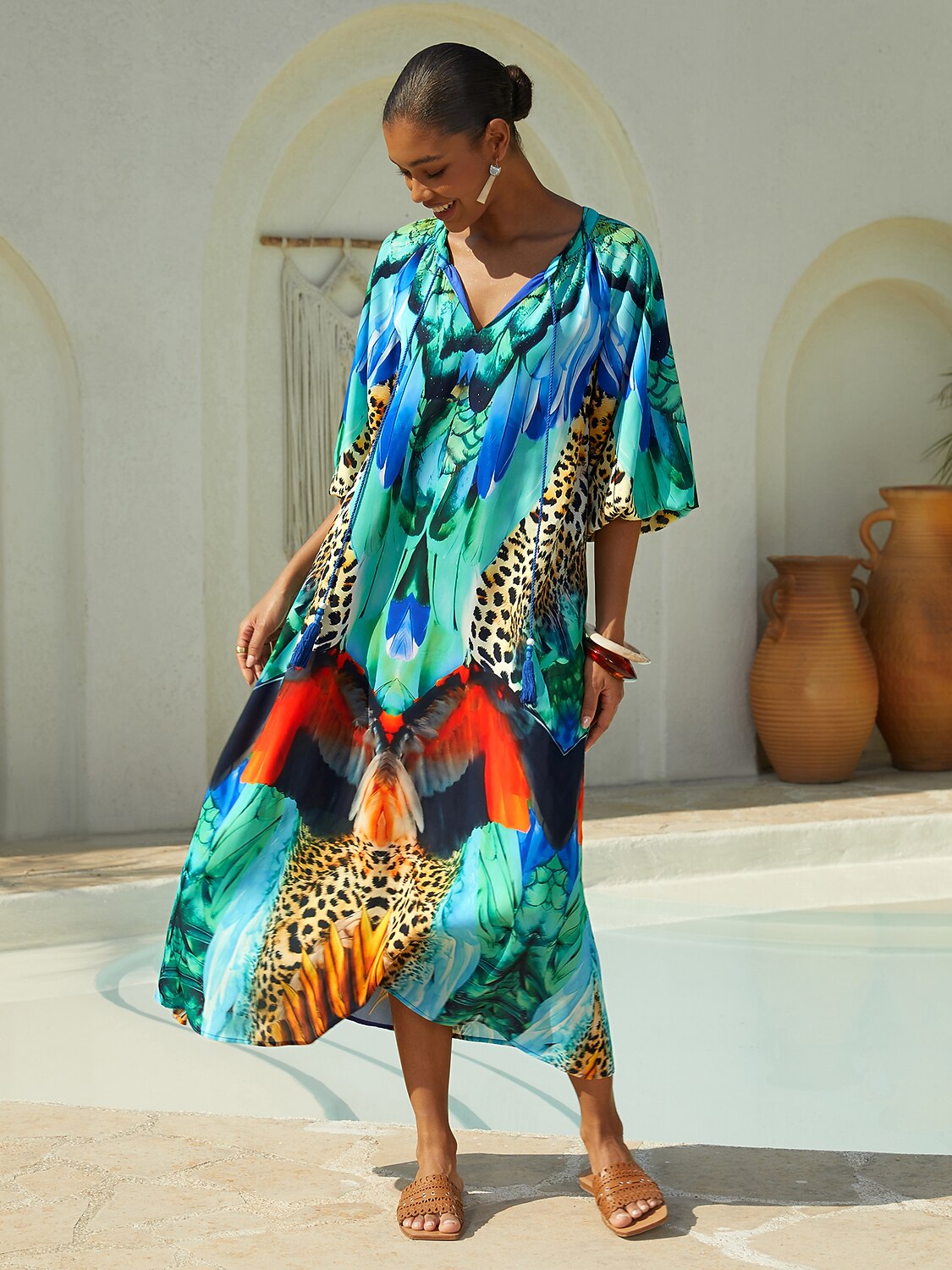 Jungle Wild Party Flowy Chiffon Maxi Dress