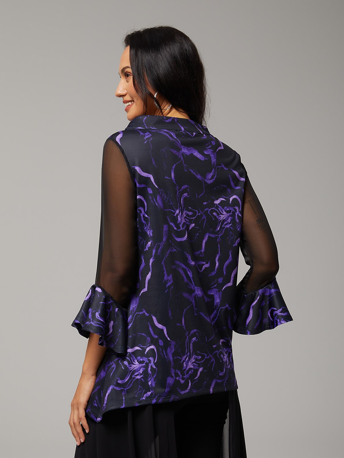 Blouse en Chiffon Modal Coupe Ajustée, Voilée, Légère et Respirante