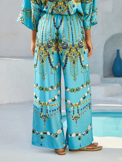 Vintage Jewelry Silky Satin Straight Leg Pants