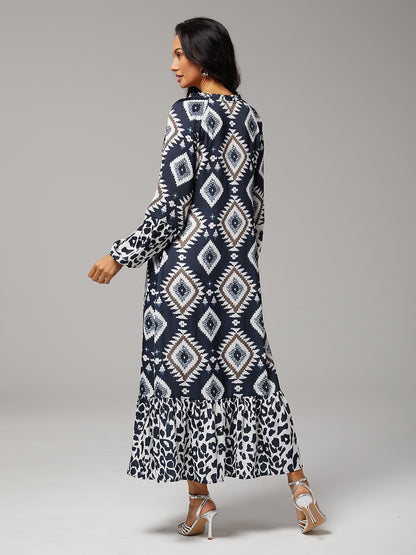 Boho Abstract Animal Print Maxi Dress