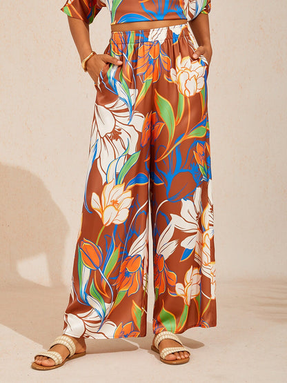 Desert Orchid Silky Satin Wide Leg Pants