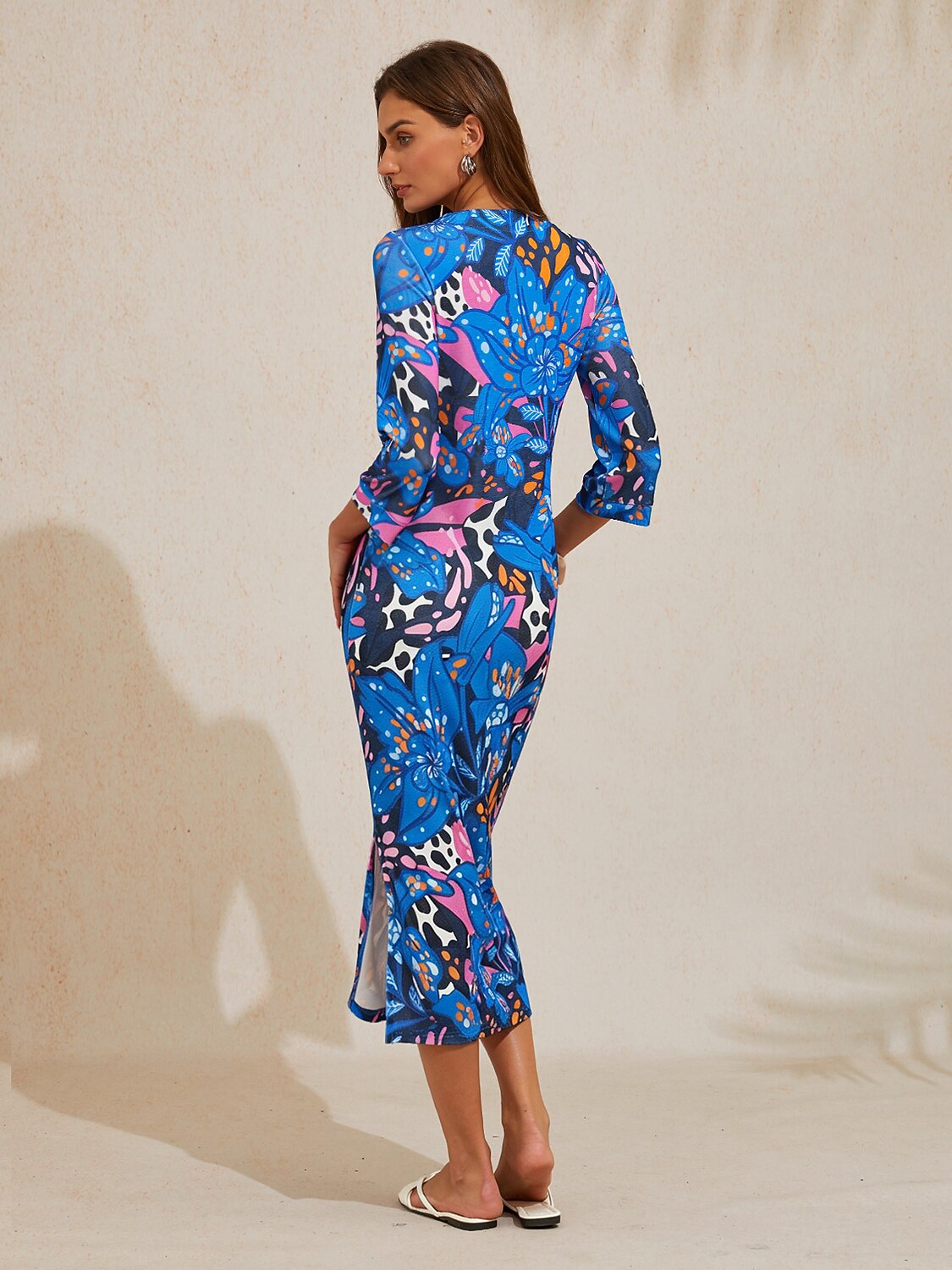 Abstract Azure High Stretch Knit Dress