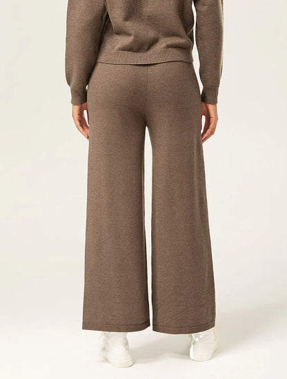 Casual Coffee Brown Straight-Leg Pants