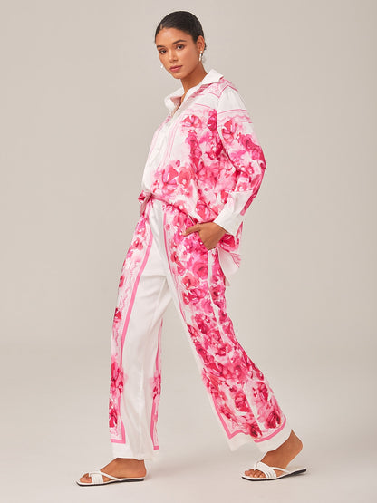 Printed High-Waisted Casual Pants