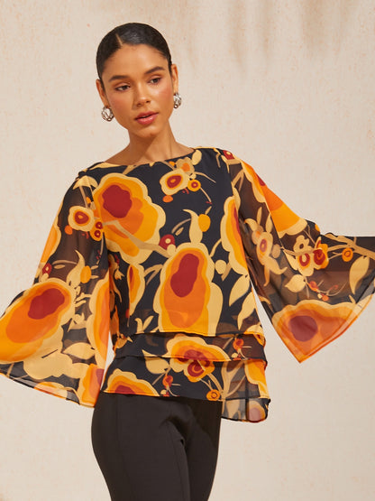Sun Ember Layered Chiffon Blouse