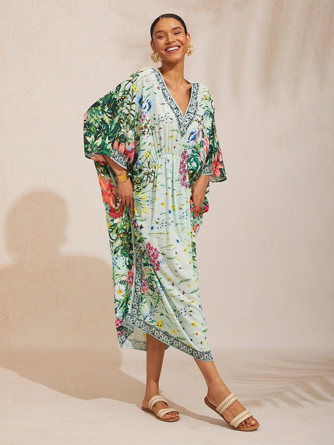 Botanical Blossom Flowy Chiffon Kaftan