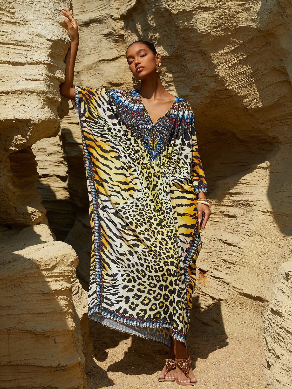 Vintage Jewelry Chiffon Vacation Kaftan